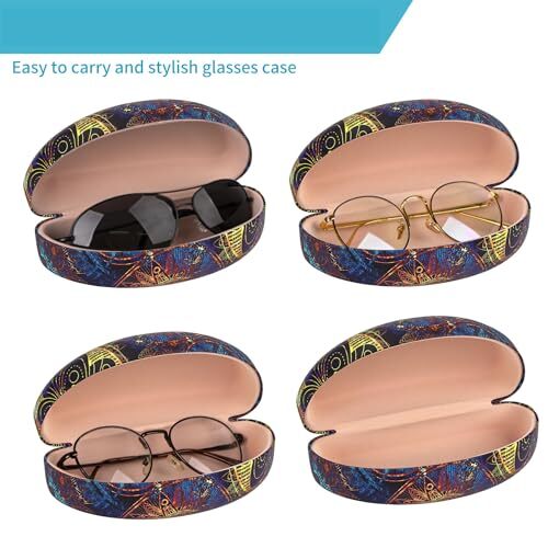 Oversized Hard Shell Sunglasses Case, Protective Holder for Extra Blue Compass