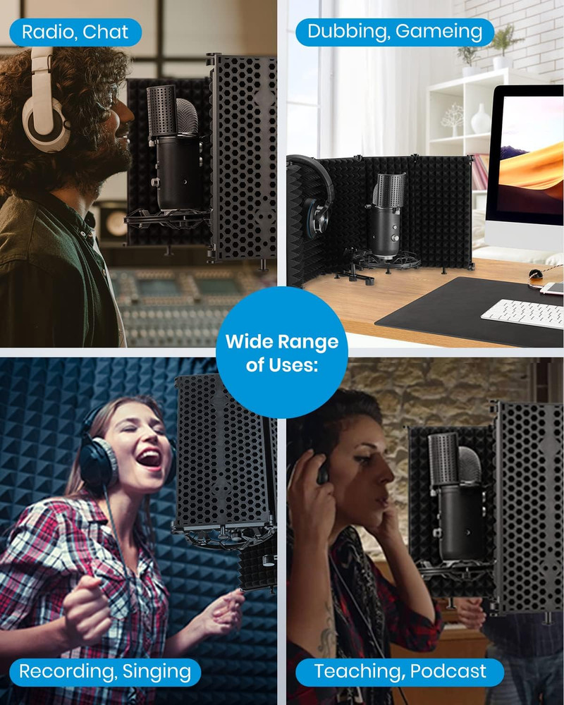 Microphone Insulation Sound Insulation Sound Shield Isolation, 5 Sides Microphon