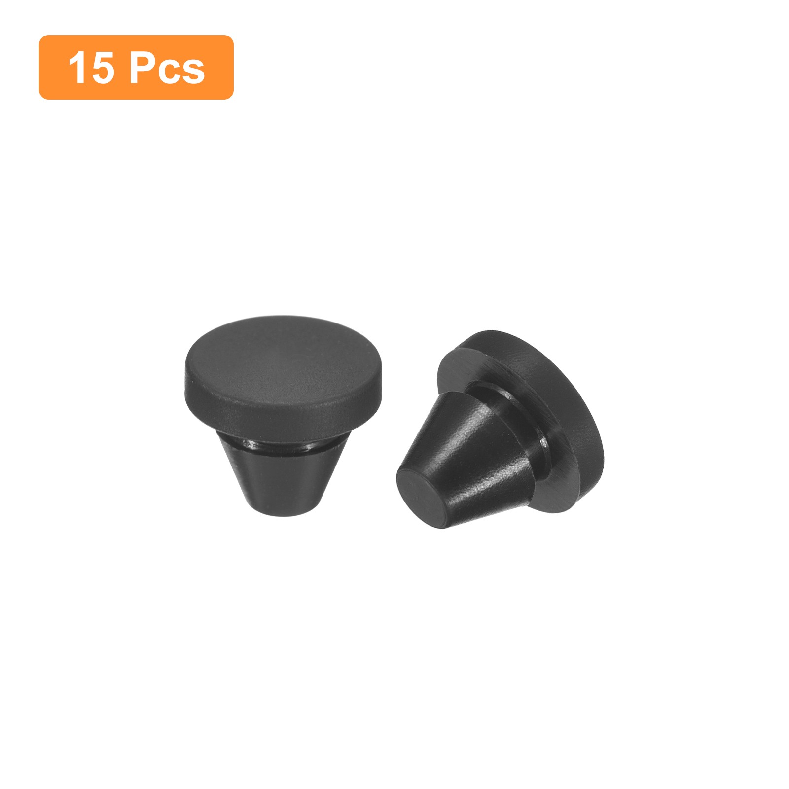 15Pcs Silicone Plugs Rubber Round Hole Plugs for 7-8mm Hole Black
