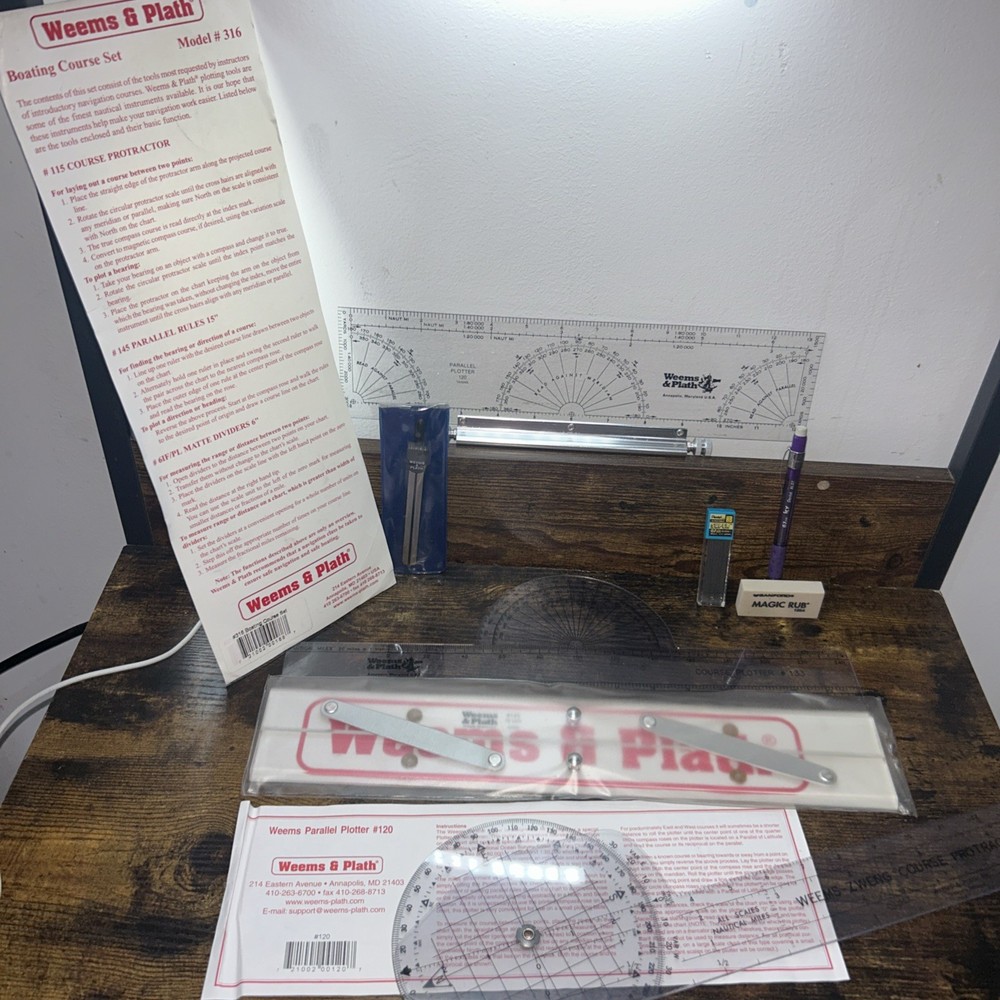 Weems & Plath Model 316 Boating Course Navigation Plotter Set w/Dividers
