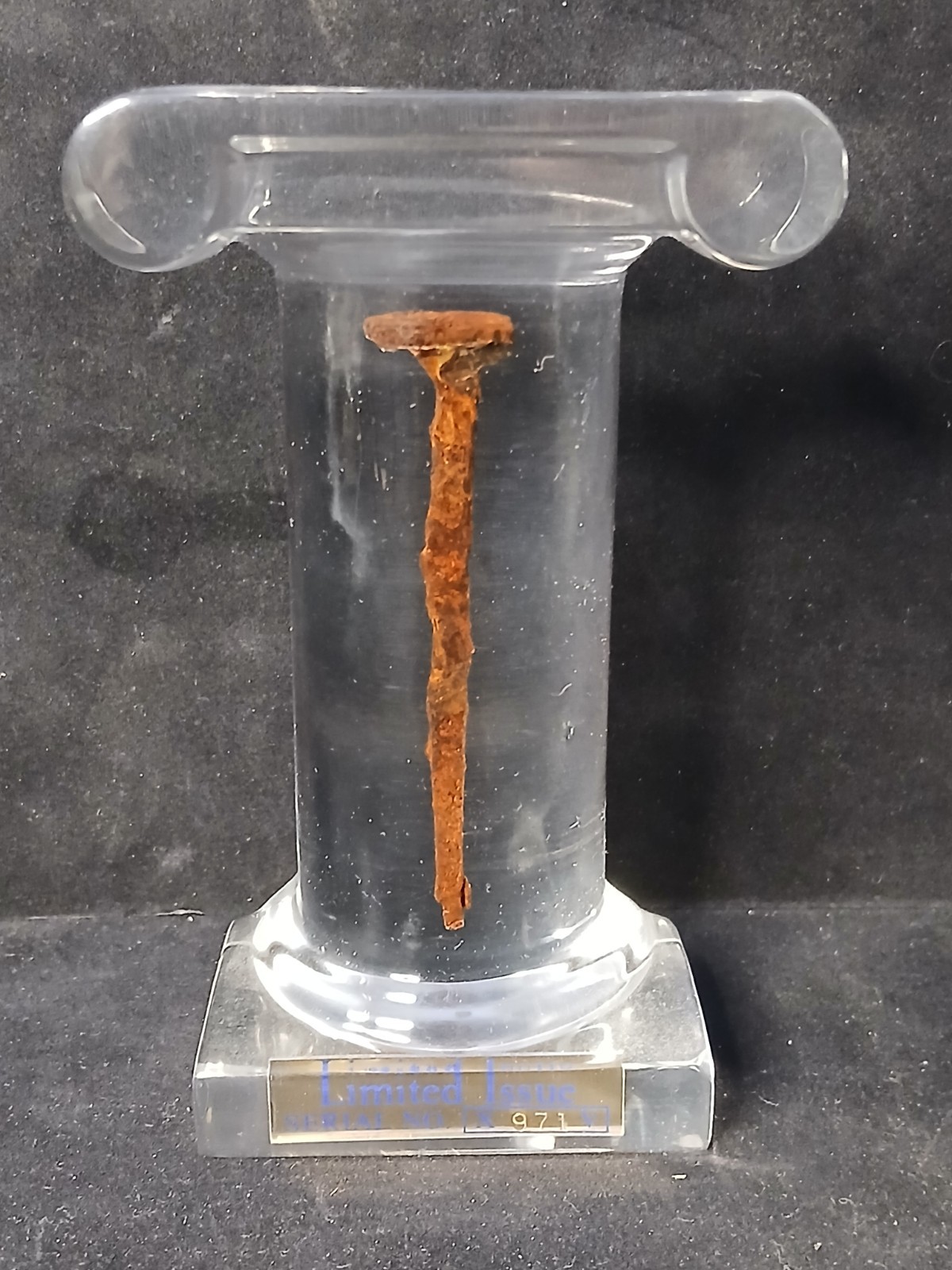 Ancient Roman Legion Iron Nail in Lucite & Display Box Scotland - 7x10 - LK