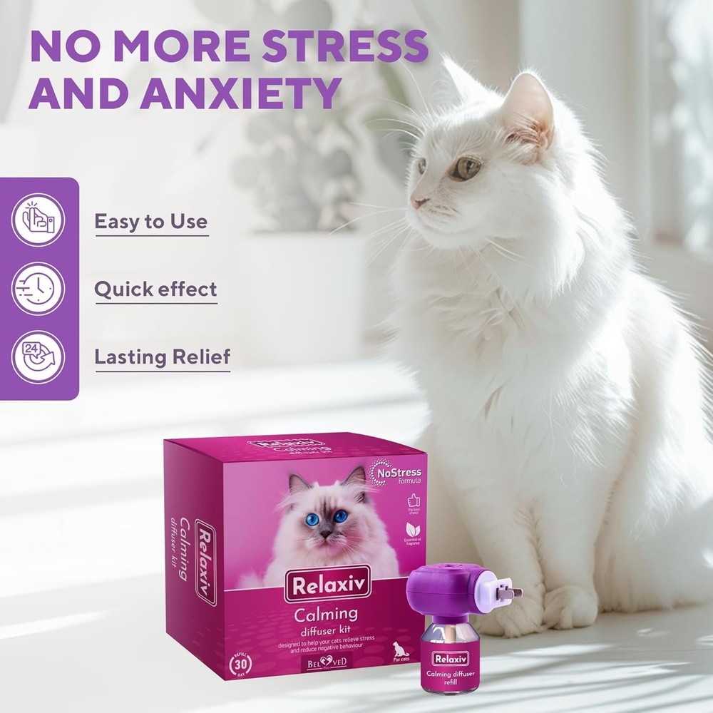 Relaxivet Calming Pheromone Diffuser for Cats & Dogs, 1 Diffuser + Refill