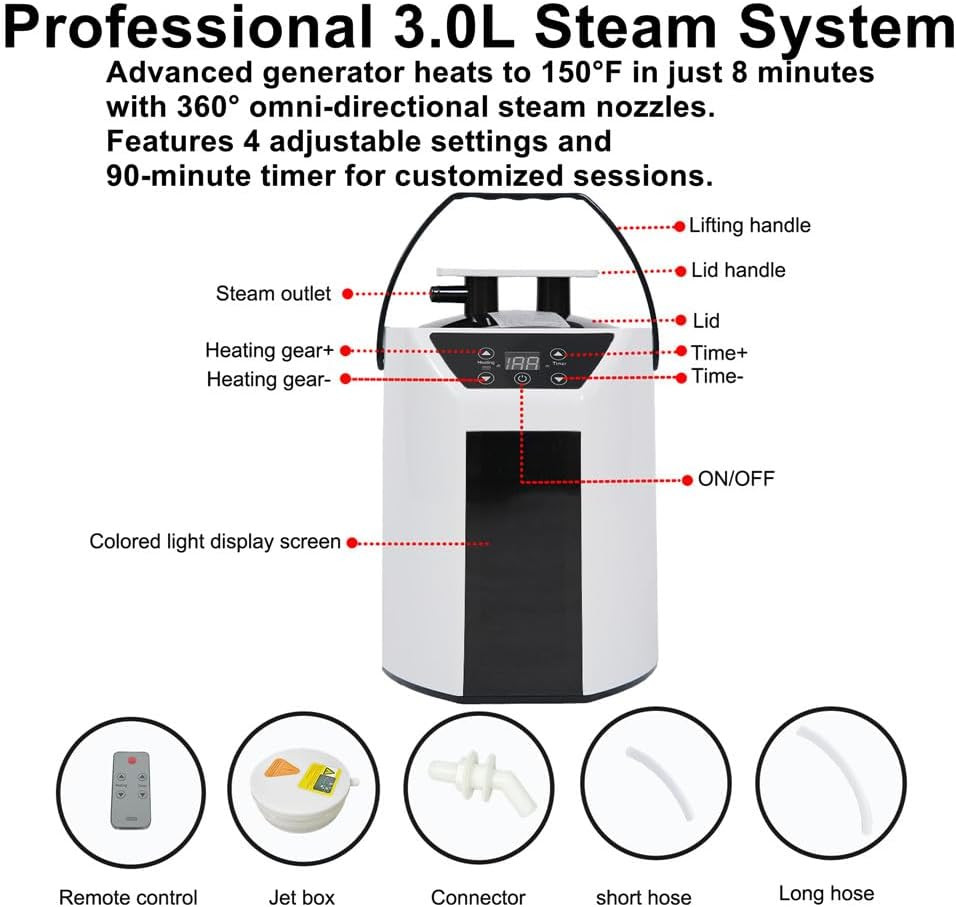 Portable Home Sauna Box with 3L Steamer, Timer & Remote Control