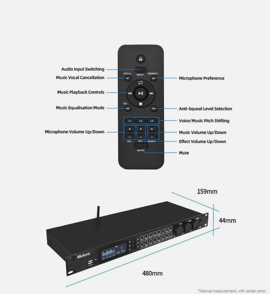 KT900DSP Feedback Suppressor Preamp Preamplifier Karaoke Effector Digital Pre...