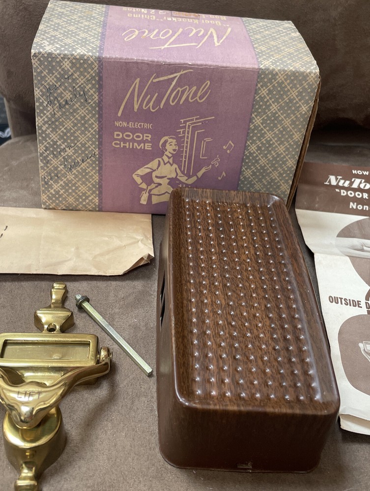 VINTAGE NUTONE DOOR KNOCKER NON ELECTRONIC 2-NOTES SOLID BRASS BOX INCLUDED