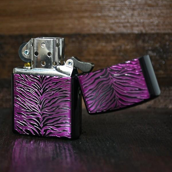 Zippo Oil Lighter Tiger pattern Violet Etching double-sided processing Black