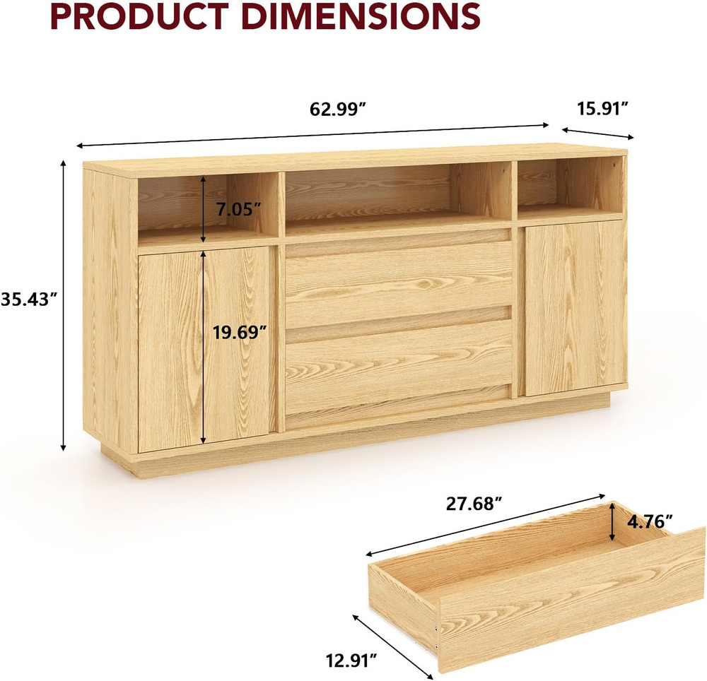 Modern White Sideboard Buffet Cabinet for Kitchen & Living Room