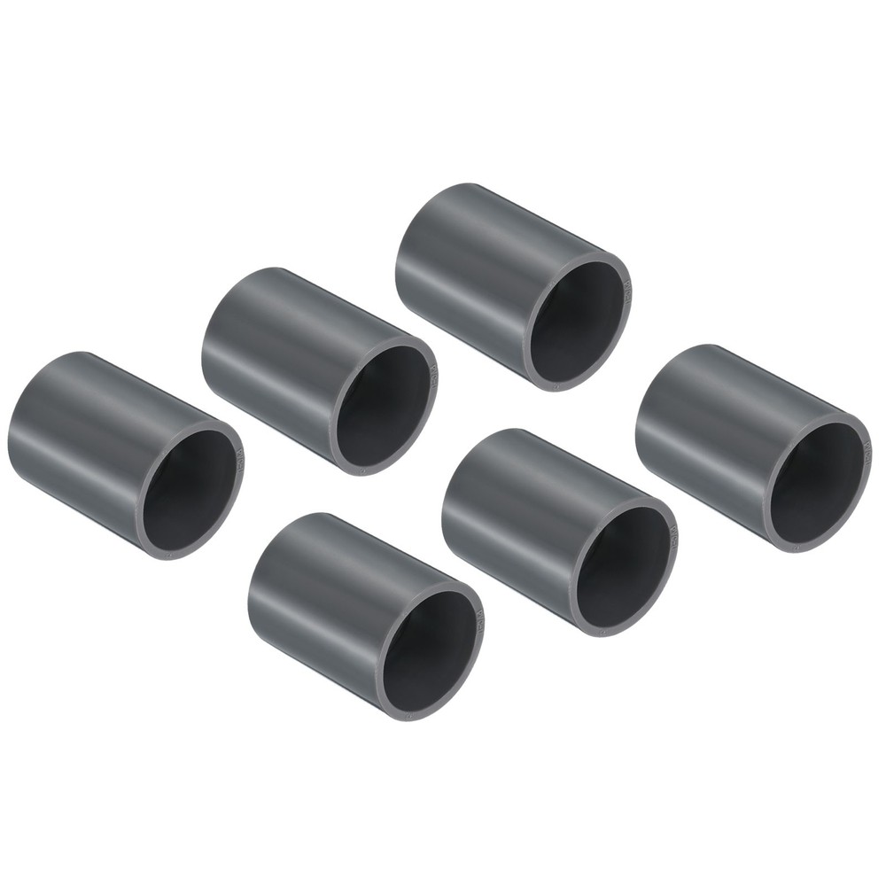 UPVC Pipe Fitting 1.26 Inch Socket, 6 Pack Straight Coupling, Grey
