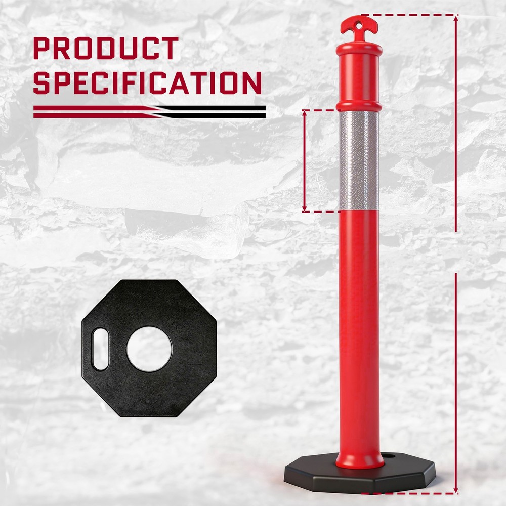 3 Pack 45 inch Orange Traffic Delineator Post Cone for Traffic Control Warning