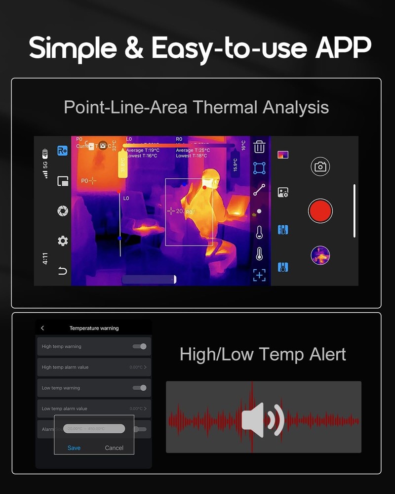 Thermal Camera for iPhone and Android, 320×240 Super IR Resolution Thermal Im...