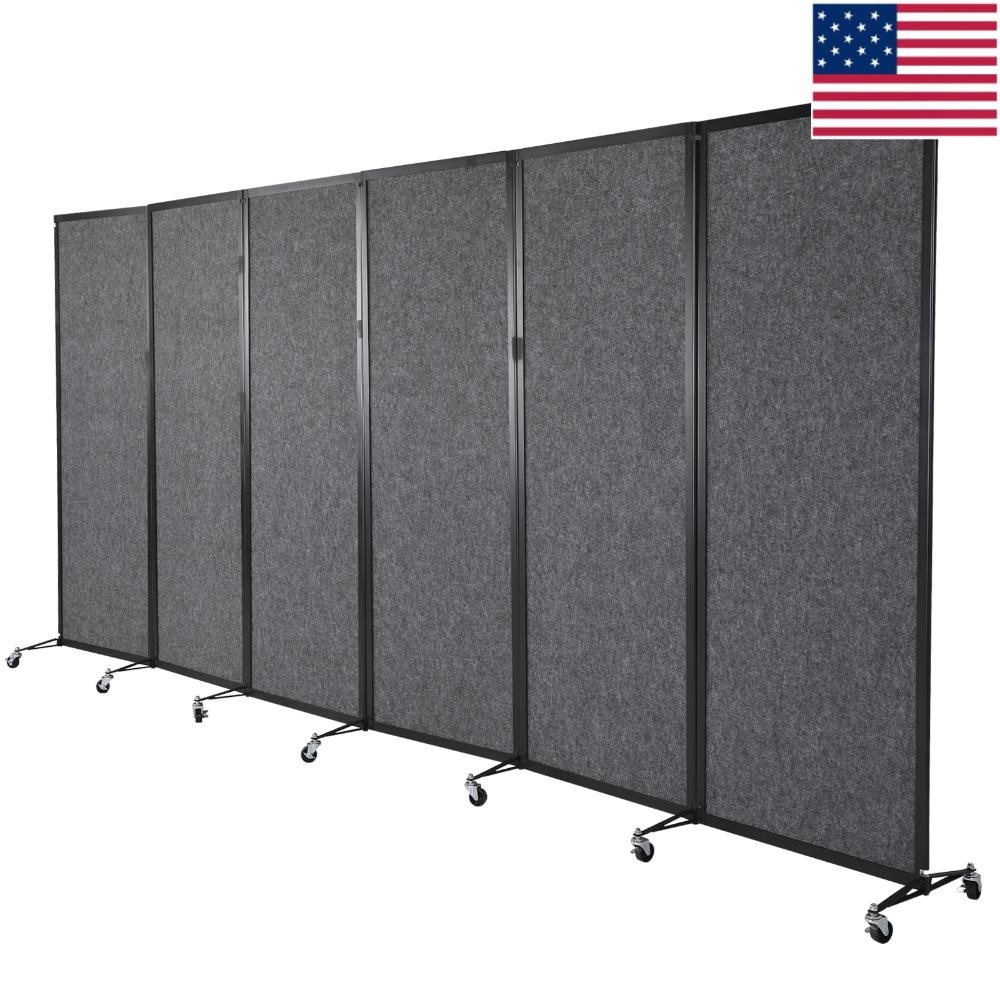 Rolling Privacy Room Divider 6 Panel Privacy Panel Partition for Home Dorm Decor