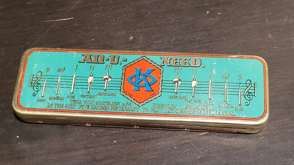 All-u-need Gramophone phonograph needle Tin Multi Section - Empty