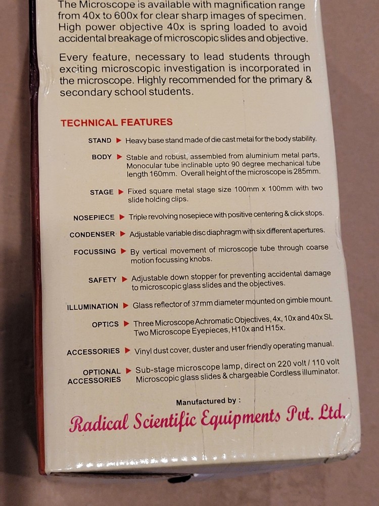 Student Biological Microscope RM-1B/Radical Instruments