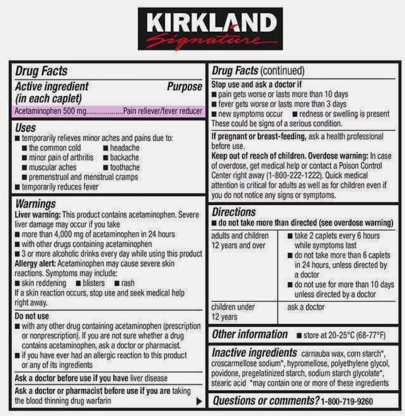 Extra Strength Acetaminophen 500mg 1,000 Caplets Compare to Tylenol Exp-9/2025+