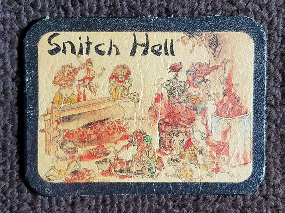 100% Leather - SNITCH HELL - Biker Jacket Motorcycle Vest Sew-On Patch
