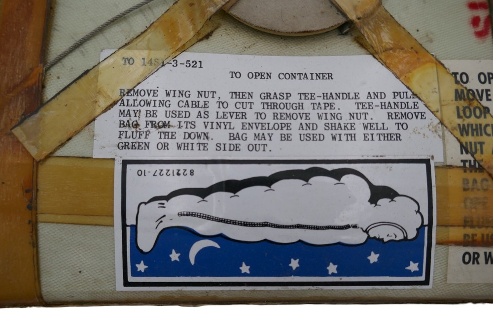 1960 USAF Sealed Container Parachute Bailout Sleeping Bag