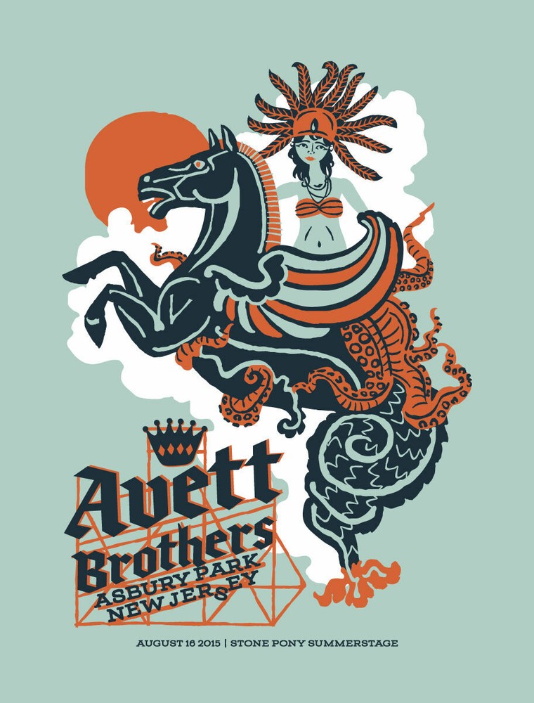 AVETT BROTHERS The Stone Pony Asbury Park NJ 2015 POSTER SIGNED AP SHIPS TODAY!