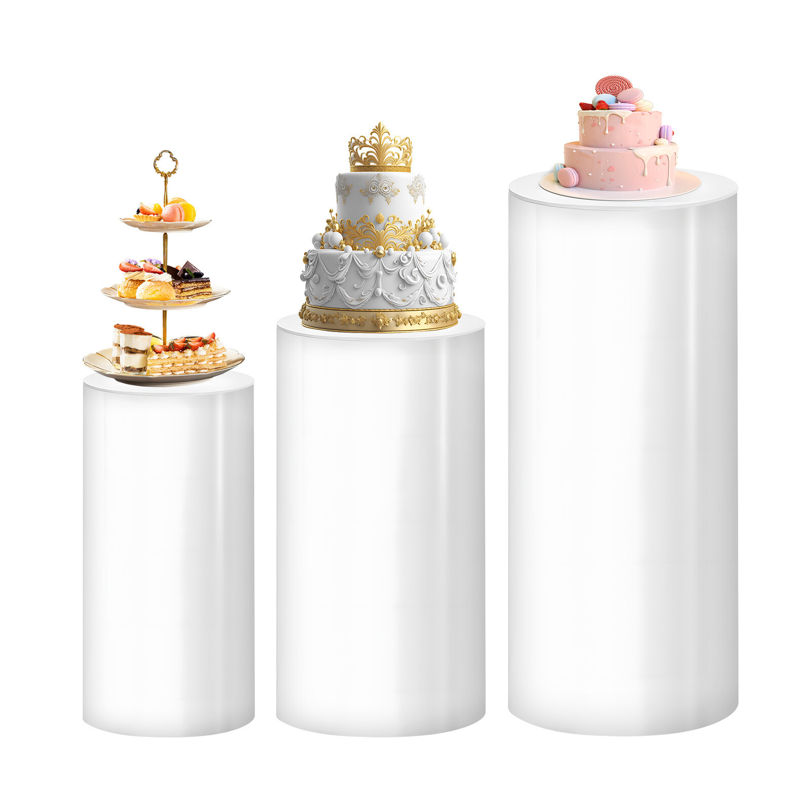 3Pcs/5Pcs Round Cylinder Pedestal Stand for Wedding Party Display Stand Decor