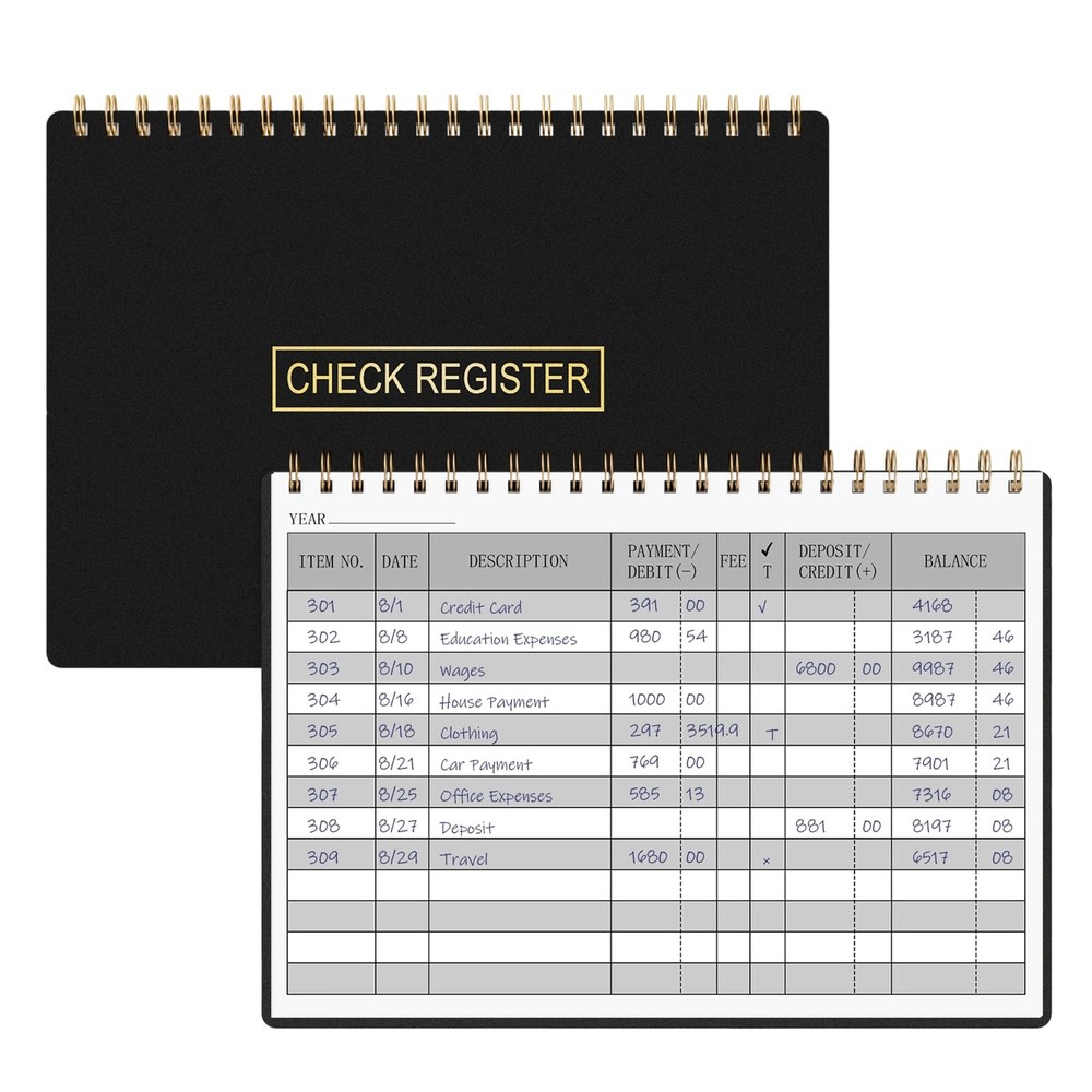 HAUTOCO Check Registers for Personal Checkbook, Transaction Expense Black