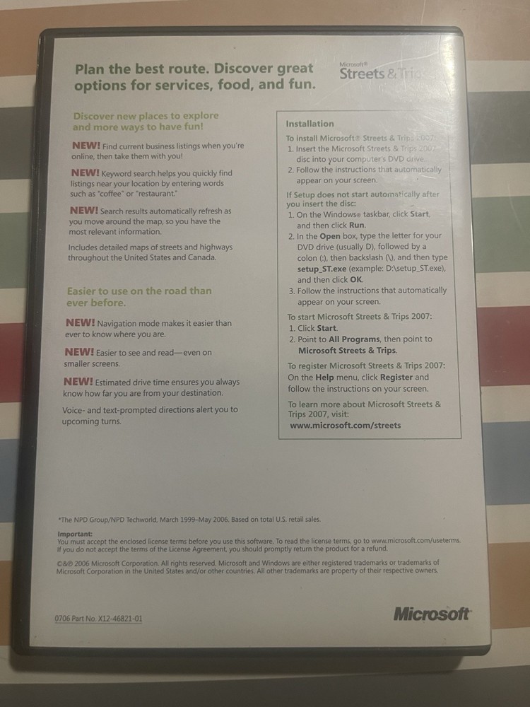 Microsoft Streets & Trips 2007 DVD Travel & Map Software