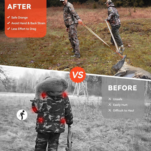 Deer Drag Ropes with Harness, 2PCS Durable Hunting Pull Strap 76"...