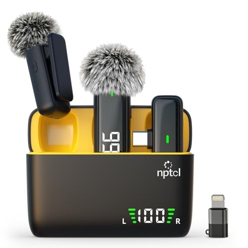 Wireless Lavalier Microphone for 01 USB C for All iPhone and Android Black