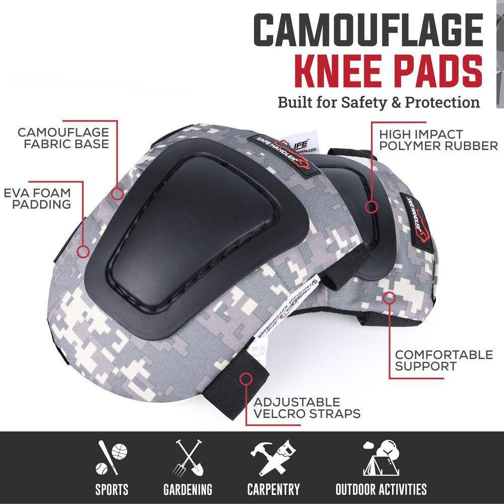 Camouflage Multi-Purpose Knee Pads with Soft Foam Padding, TPR Cap and Adjustabl
