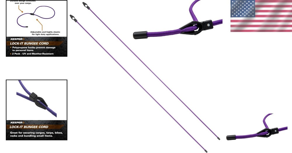 Versatile 48” Adjustable Bungee Cords - 2 Pack for Secure, Weather-Proof Storage