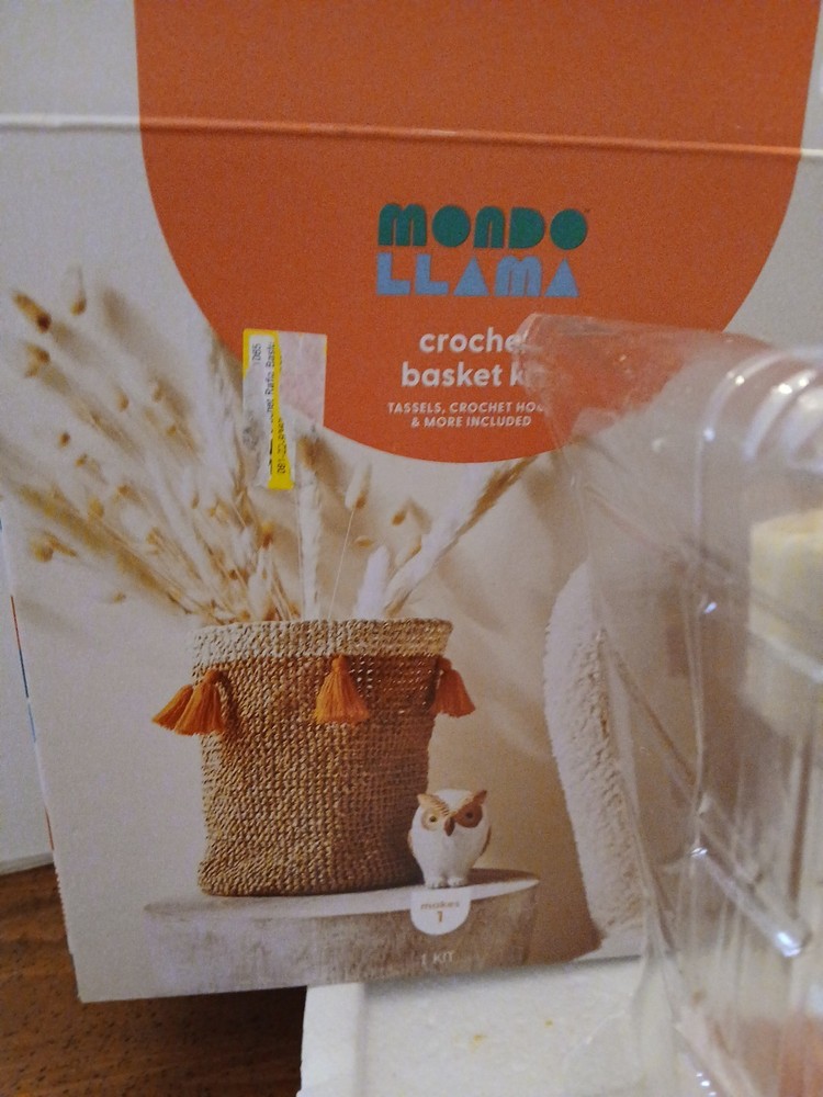 crochet basket kit thread needle and pattern new in box