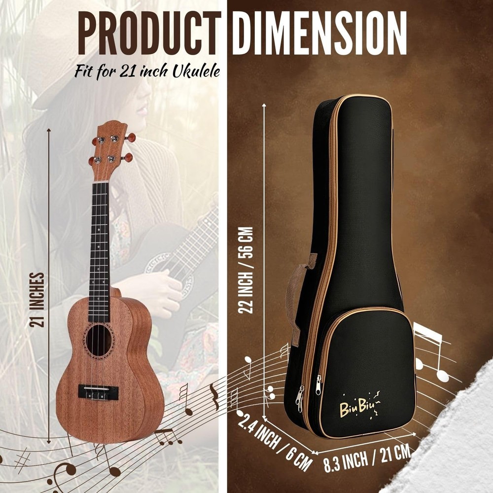 Ukulele Gig Bag - Uke Backpack Storage Soft Case Waterproof w/Carrying Handle...