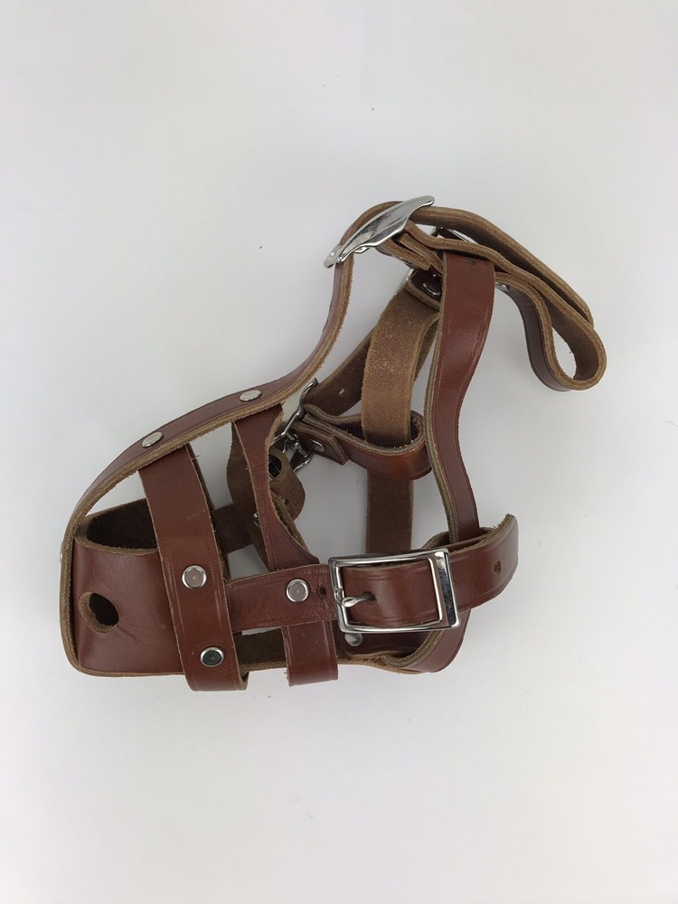 Vintage Leather Muzzle Medium Build Adjustable Made Of Thick Brown Leather