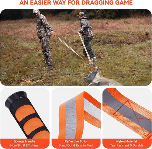 Deer Drag Ropes with Harness, 2PCS Durable Hunting Pull Strap 76"...