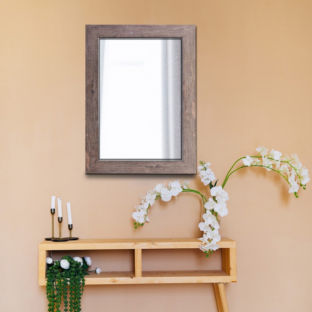 Rectangular Mirror with Frame Rustic 20x28‘’ Wall Mounted Rustic Vanity Mirro...