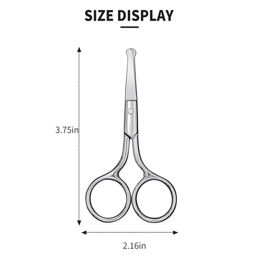AsonTao Small Scissors With Round Tip Design - 3.75 inches, Silver