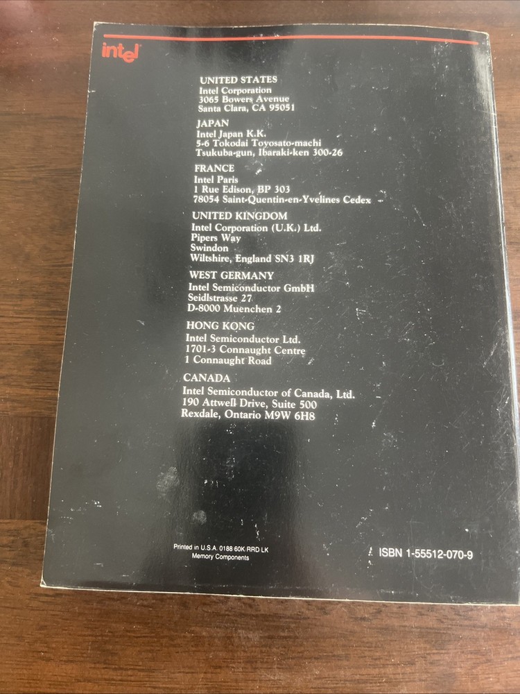 USED 1988 Intel Memory Components Handbook