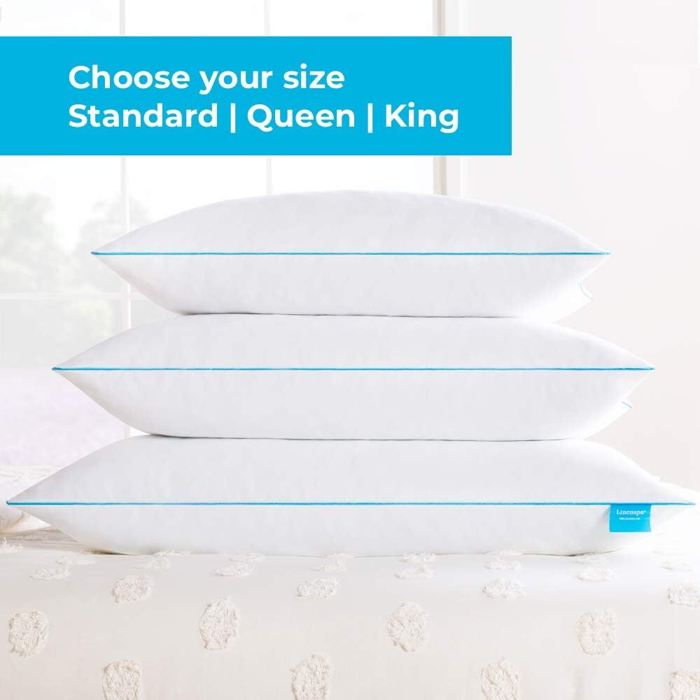 Two Piece Cut Wire Gel Memory Foam Pillow - Cool Bed Pillow - Side Sleeper