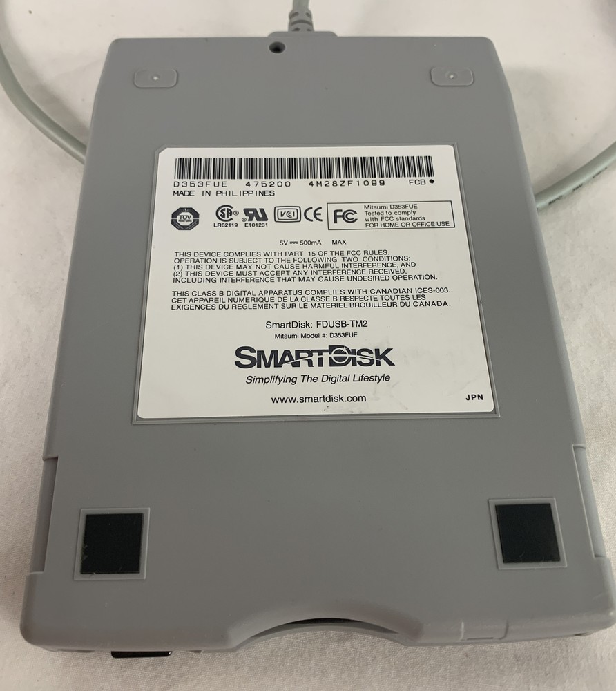 SmartDisk FDUSB-TM2 USB External 3.5" Floppy Disk Drive Mac PC laptops