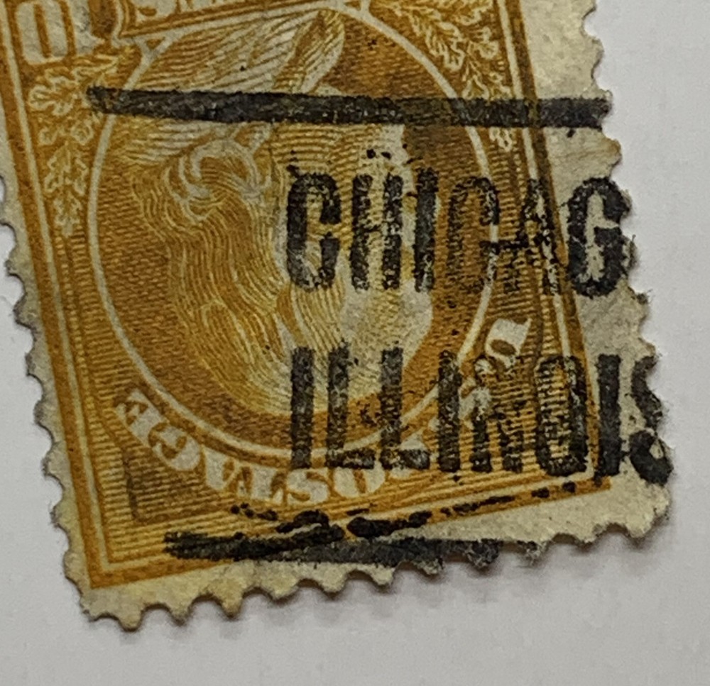 ERROR INVERTED TILTED PRECANCEL ON 10C FRANKLIN STAMP