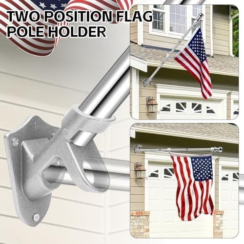 American Flag 3x5ft with 5 Ft Outdoor Pole Kit Stainless Steel Aluminum Silver