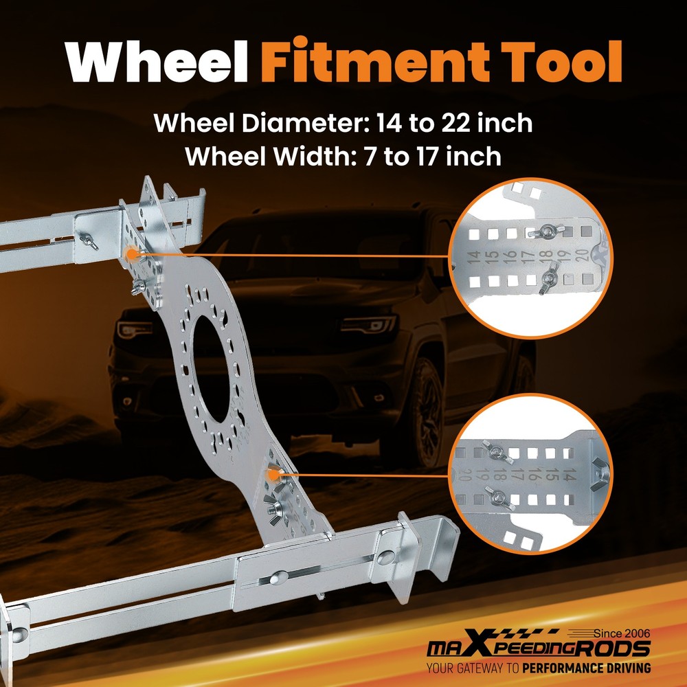 5 Bolt Pattern Measuring Tool for Wheel Offset Fitment Simulator 7-17" Width