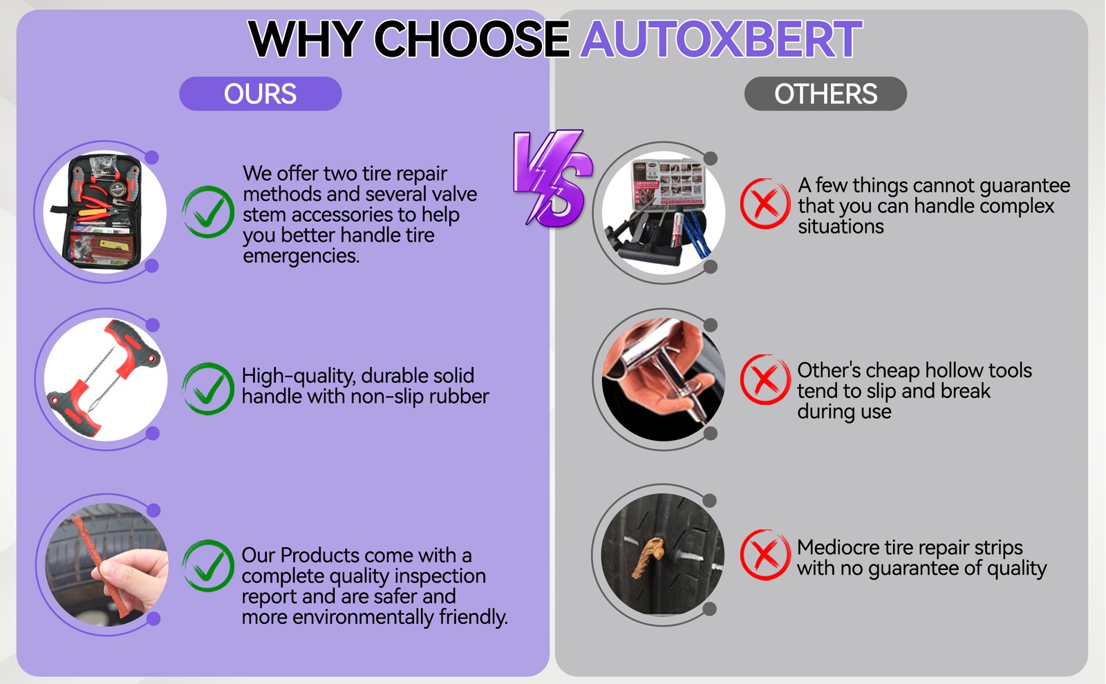 75PCS Tire-Puncture Repair Kit Heavy Duty Offroad Plugs For Tubeless Tire US