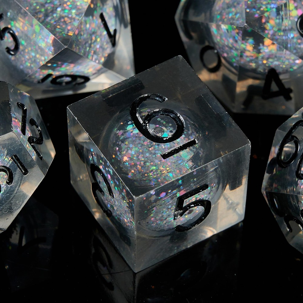 DND Dice Set,Liquid Core Handmade Sharp Edge 7 Piece Resin Dice-Dungeons and ...