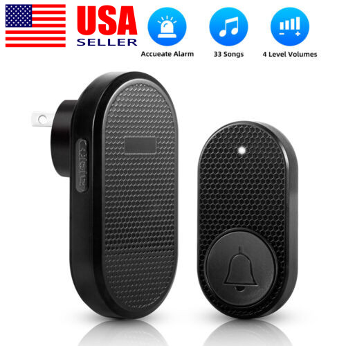 Waterproof Wireless Doorbell Adjustable Volume 1000FT Plugin Receiver 33 Chime