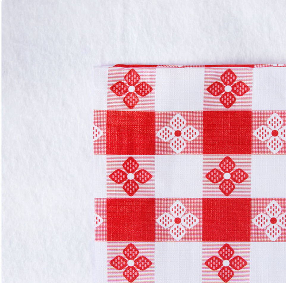 25 YARD Roll Red White Checkered Vinyl Table Cloth Cover Restaurant Commerical