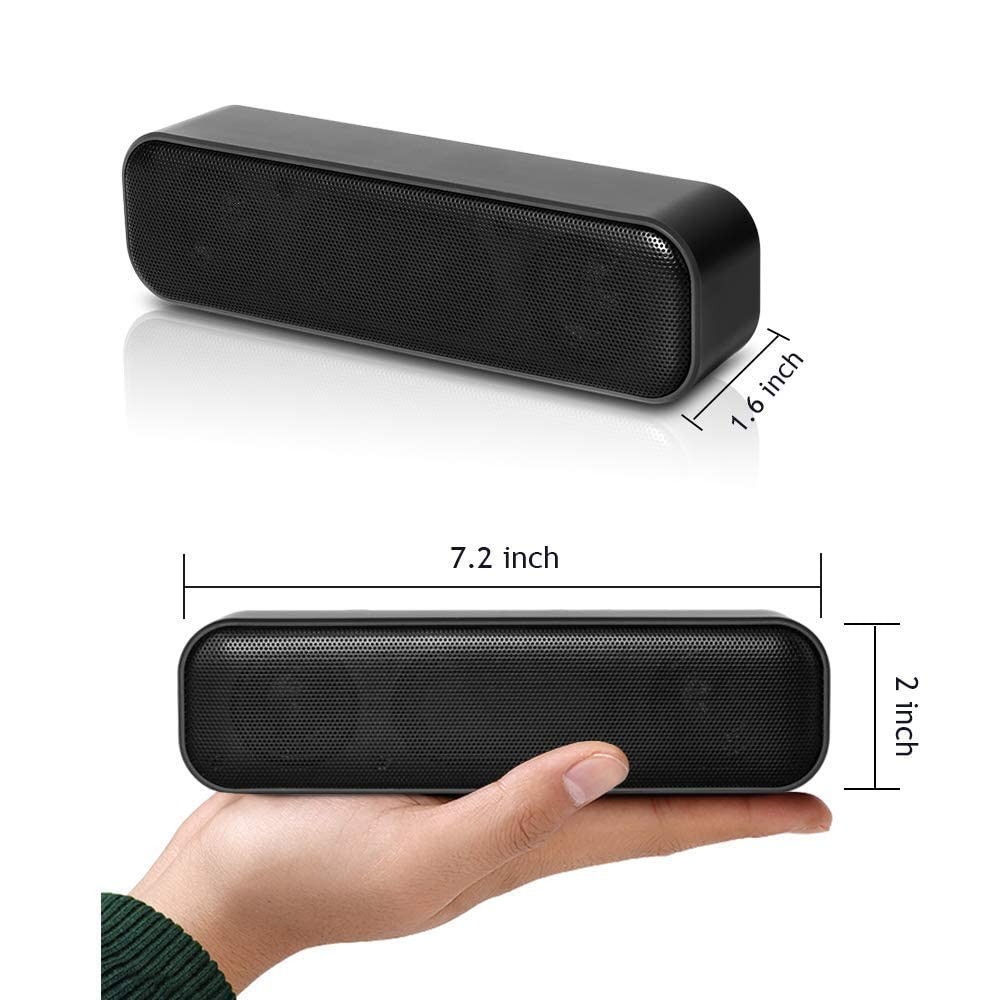 USB Computer Speaker for Desktop, Powered, Plug and Play, B, Black