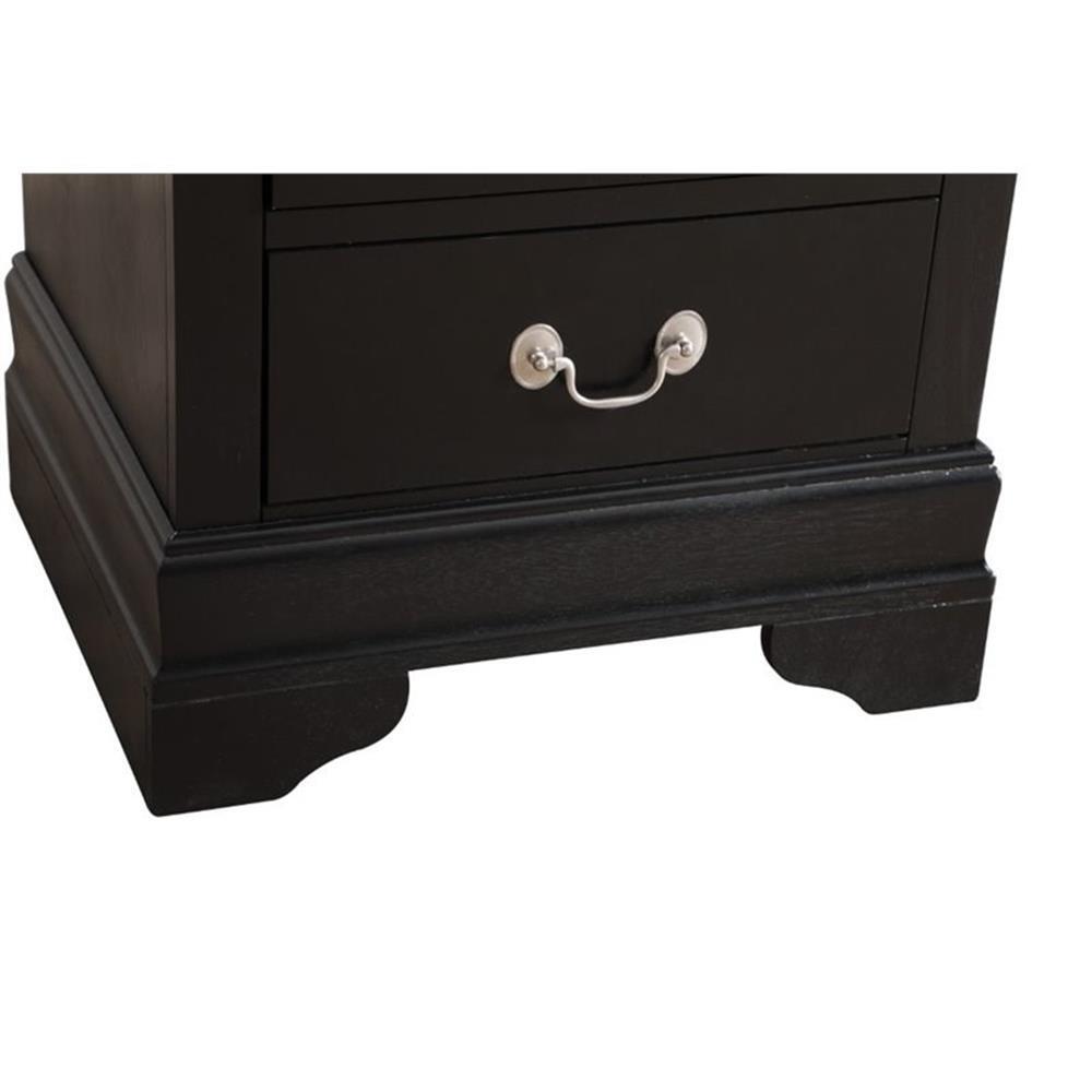 Glory Furniture Louis Phillipe 2 Drawer Nightstand in Black