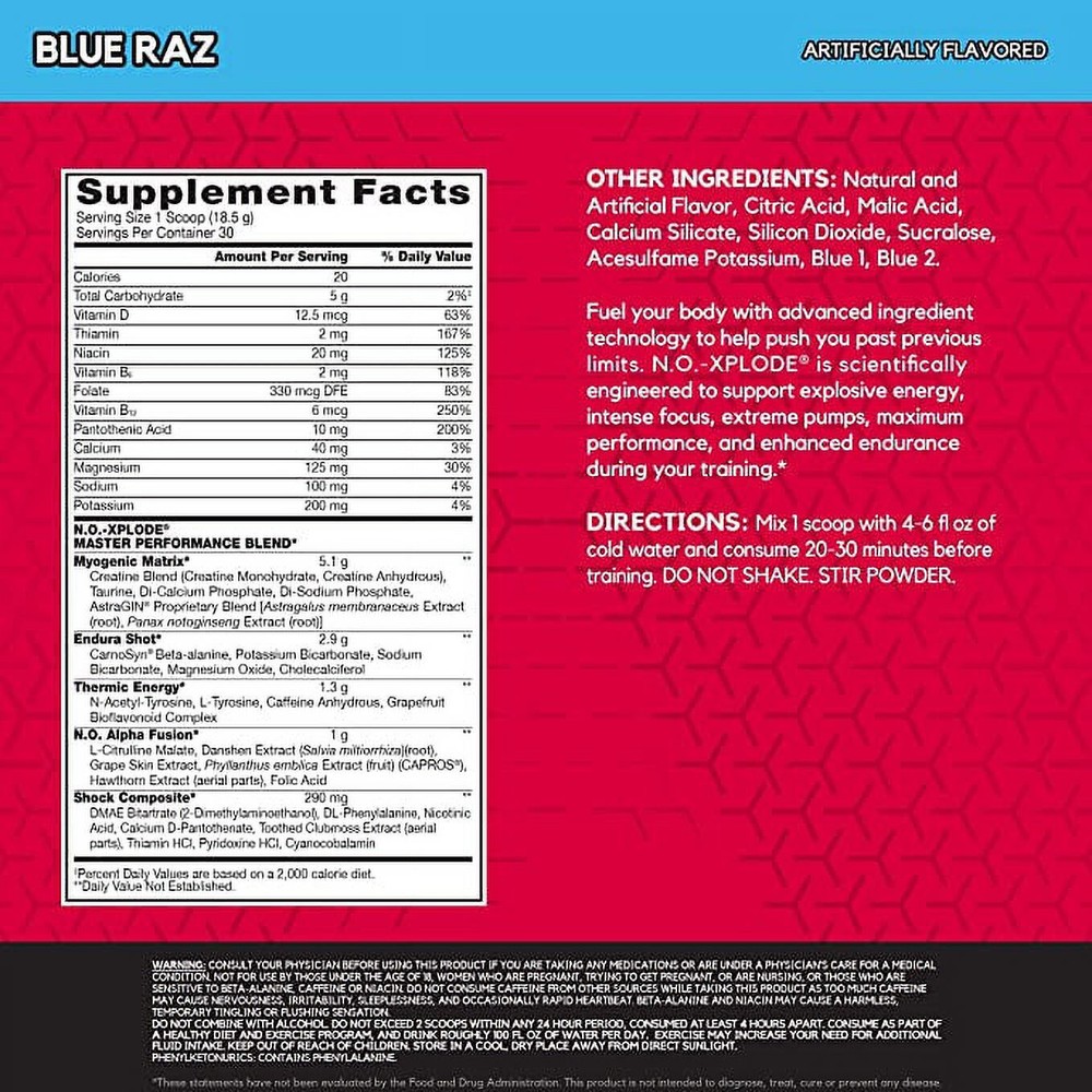 BSN NO XPLODE 3.3B BLUE RASPBERRY 1.22LB