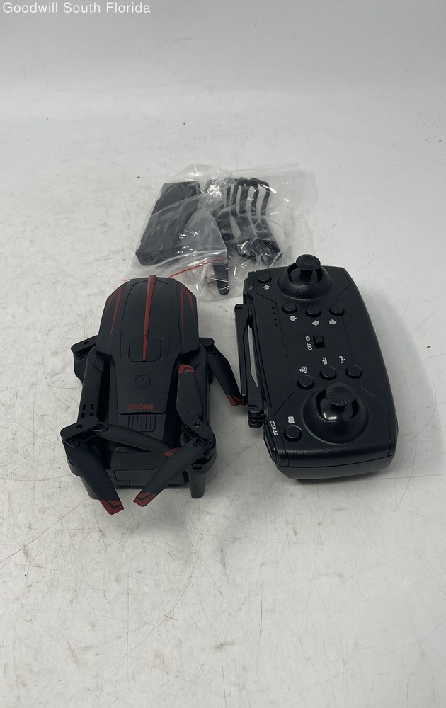 Black Remote Controller Folding Drone Pliant With Accessories Not Tested