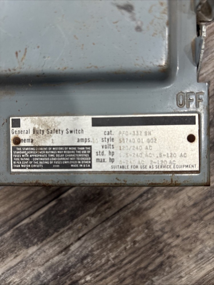 Zinsco 30a Safety Switch
