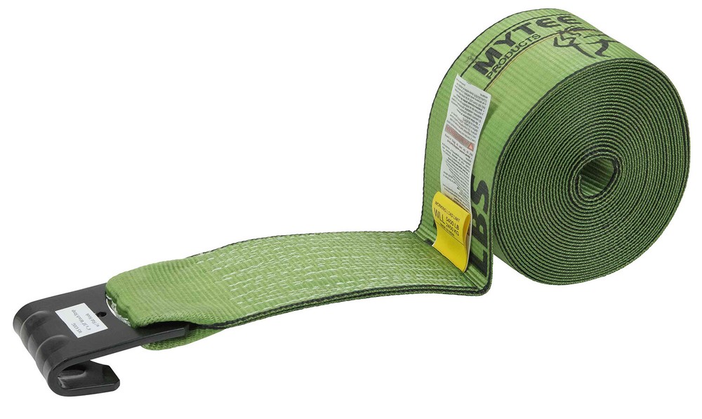 (20 Pack) 4" Winch Strap with Flat Hook - Green